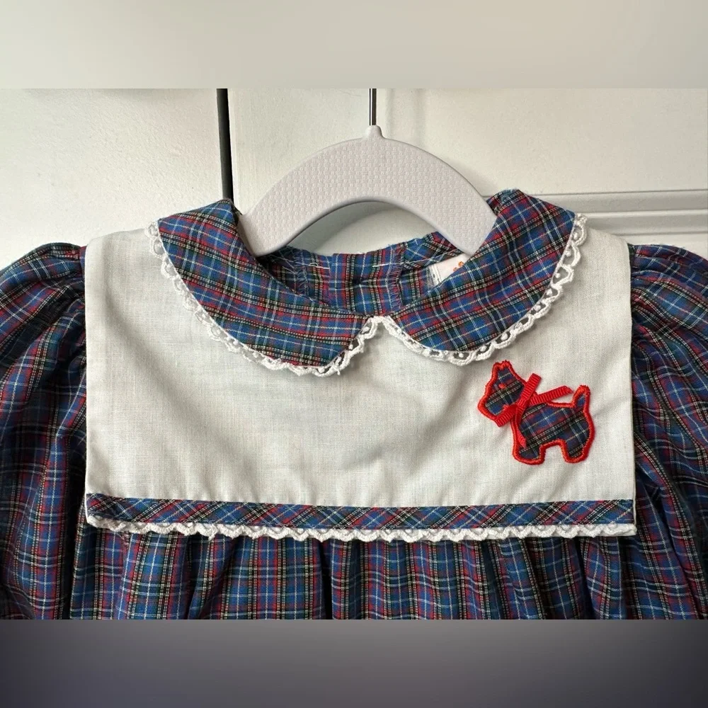 Vintage Peaches N Cream Plaid Dog Dress (Size 24 Months)
